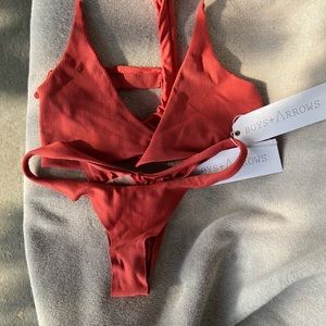 Coral tie front women’s bikini